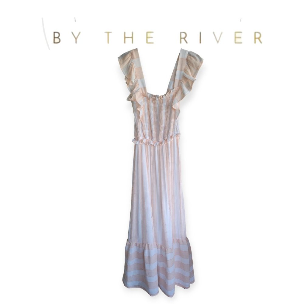 By The River | Anthropologie | Délicate Striped Cream Dress